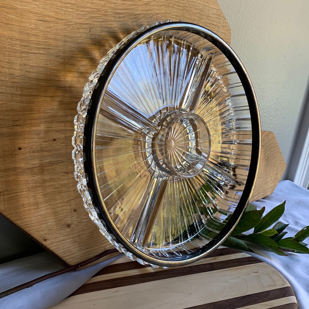 Vintage Cut Glass and Silver Serving Tray
